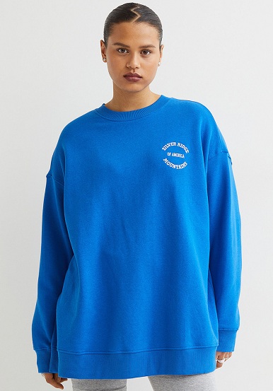 H&m Blue Oversized Sweatshirt