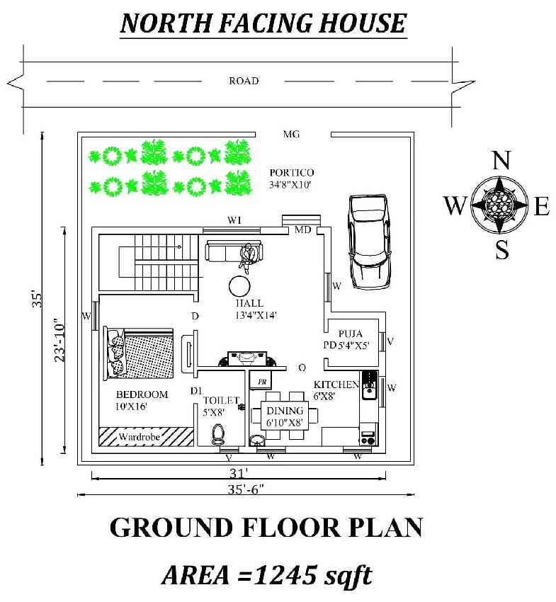 North Facing House Plan