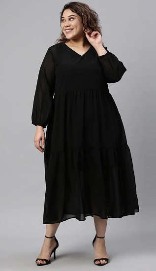 Plus Size Plain Georgette Dress