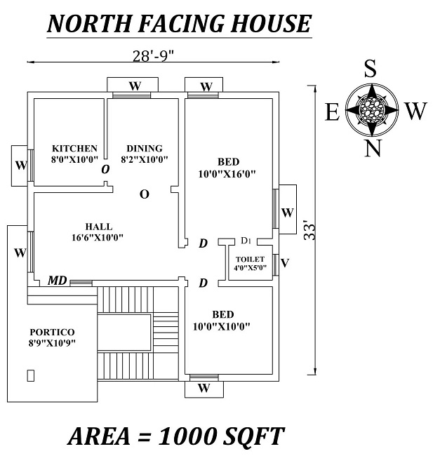1000 Sqft House Plans 2 Bedrooms