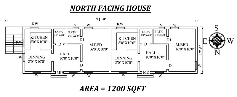 1200 Square Feet Twin House Plan