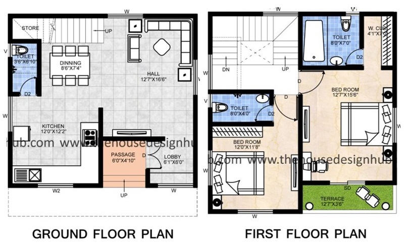 26 X 28 ft Duplex House 2 BHK Plan
