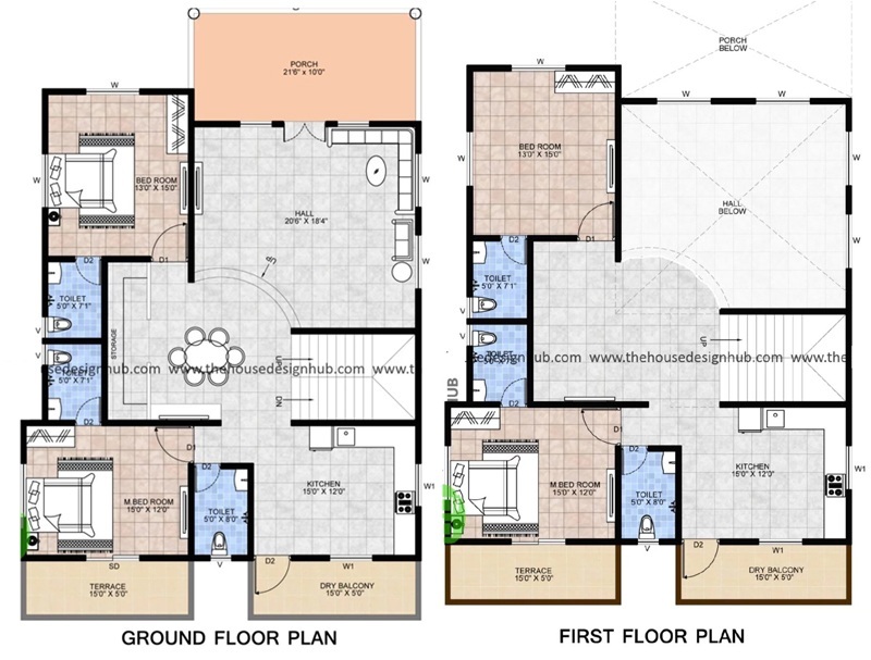 37' X 49' Duplex House Plan - 4 BHK