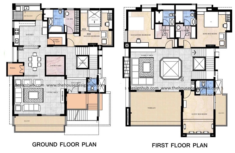 45 X 54 ft Duplex House Plan - 4 BHK