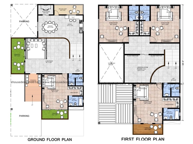 45 X 72 ft Duplex Bungalow Floor Plan - 4 BHK