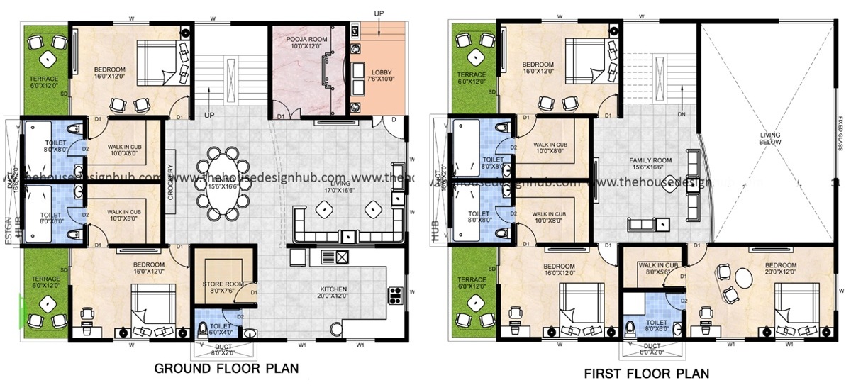 52 X 42 Ft Duplex House Plan - 5 BHK