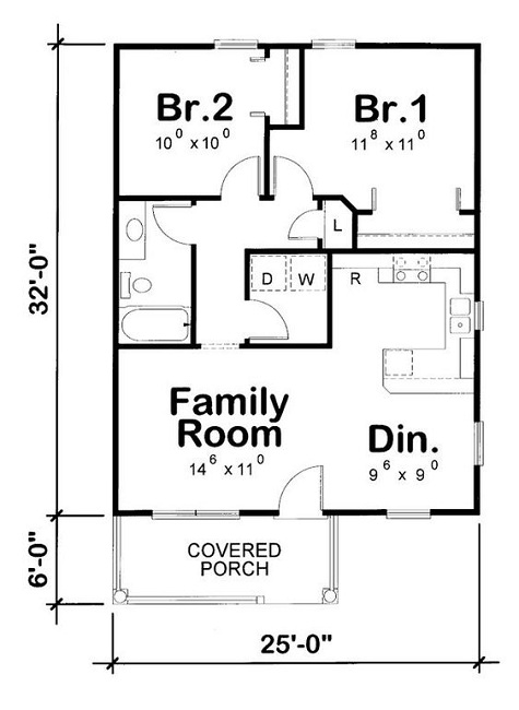 800 Sqft House Plan with Two Bedrooms