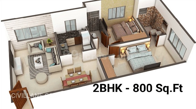 800 Square Feet 3d House Plans