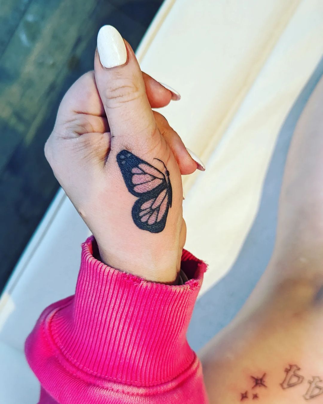 Beautiful Butterfly Finger Tattoo
