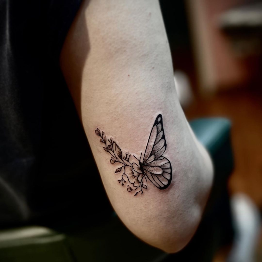 Butterfly Floral Tattoo