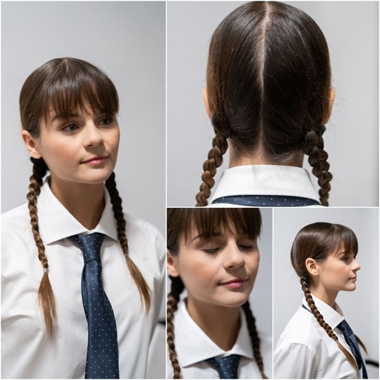 Double Braid Simple Hairstyle for School Girls
