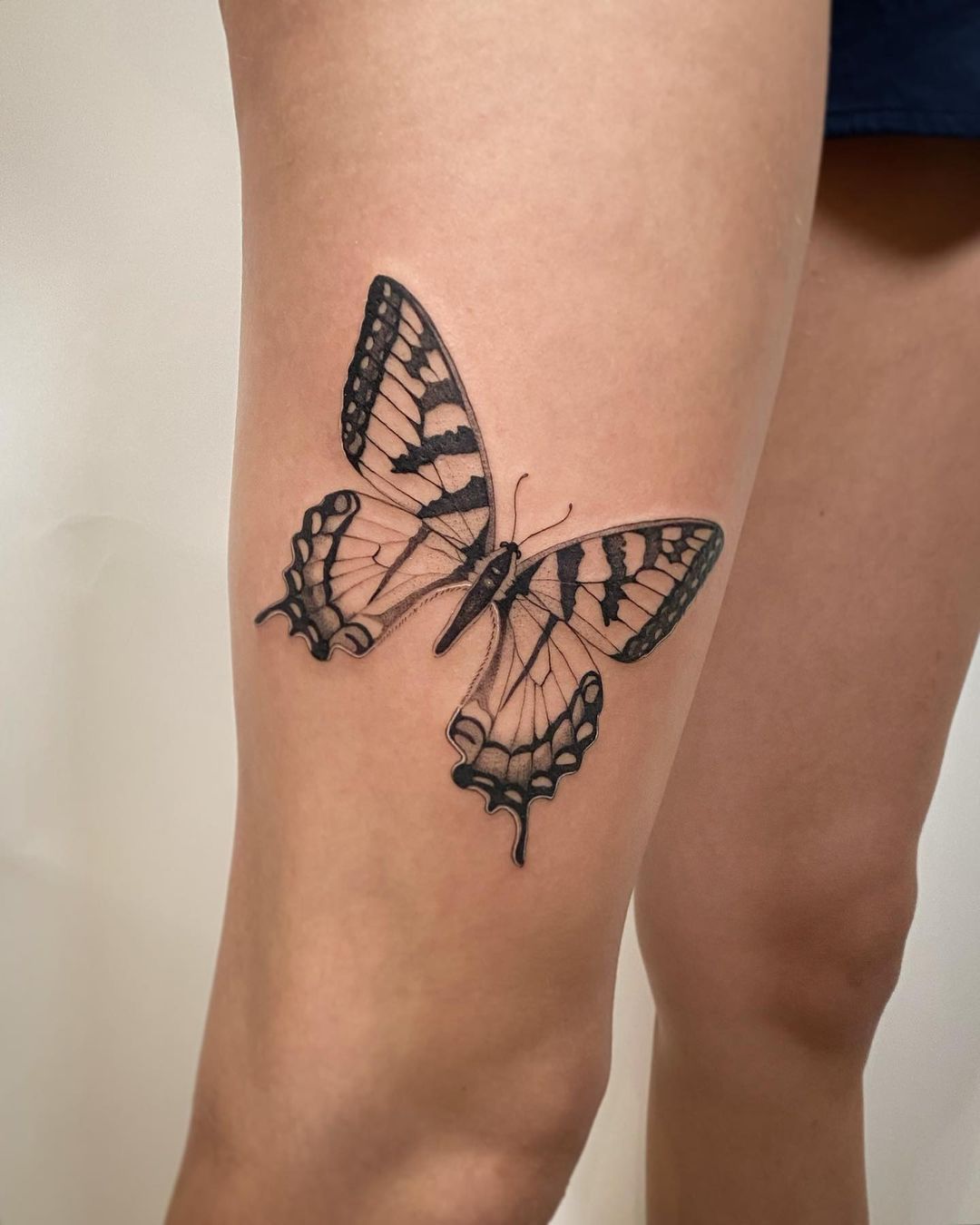 Monarch Butterfly Tattoo On The Thigh