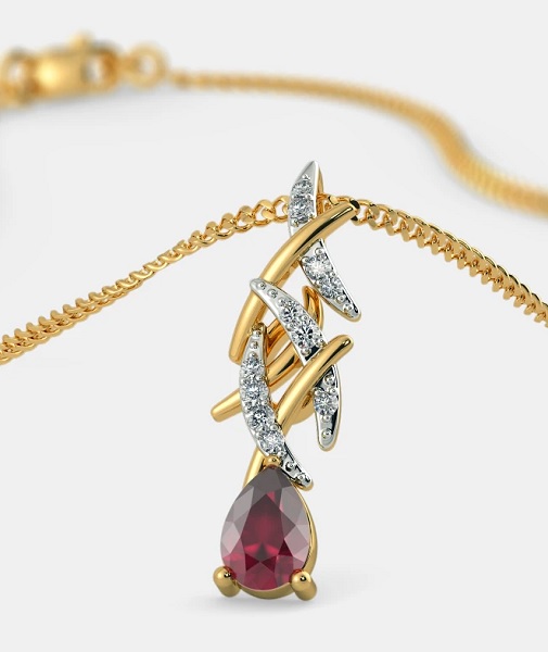 Pear Shaped Ruby Gold Pendant