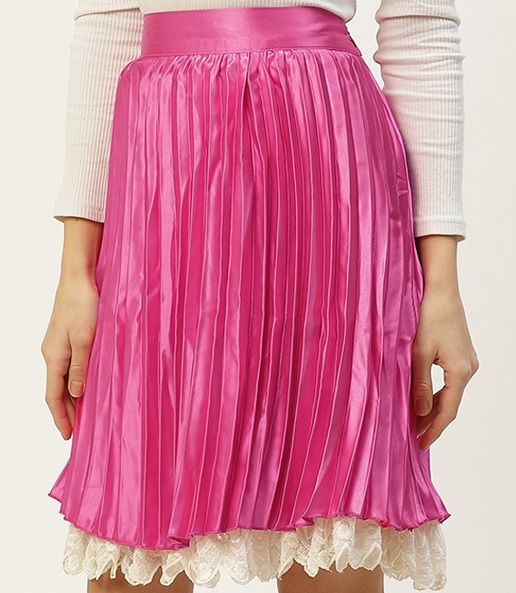 Short Pleated Flared Skirt
