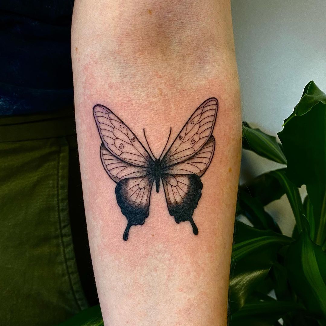 Simple Geometricbutterfly Tattoo On The Forearm