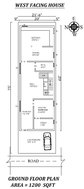 Single BHK 1200 Square Feet House Design