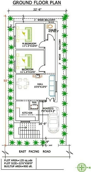 Spacious 900 Square Feet House Plan