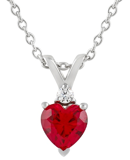 Sterling Silver Ruby Heart Pendant