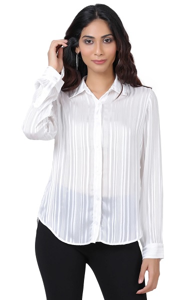 White Striped Chiffon Shirt