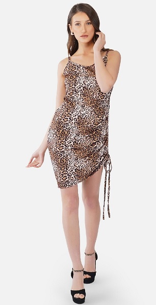 Asymmetrical Bodycon Leopard Print Dress