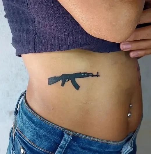Zee Body Graphics  This Tattoo is simply meaningful which says that Ak47  is a powerful weapon and must be used toward right Direction This soldier  guy decided perfect tattoo design for
