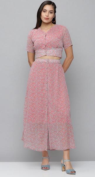 Georgette Skirt And Floral Top