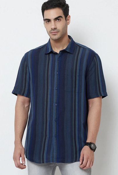 Linen Short Sleeve Striped Shirt