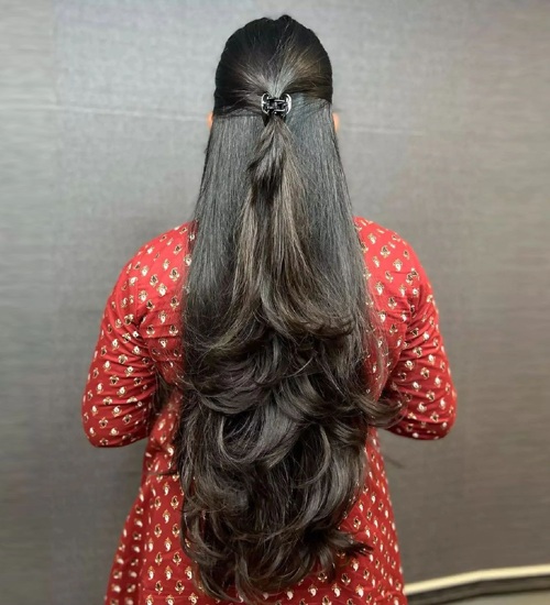 Half Pinned Long Hairstyle