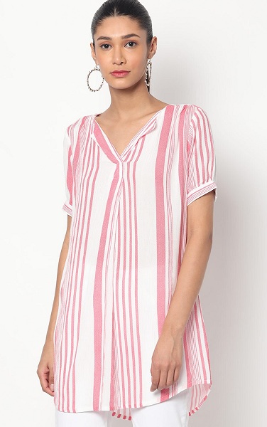 Long Puff Sleeve Striped Top