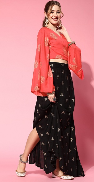 Long Skirt With Crop Top