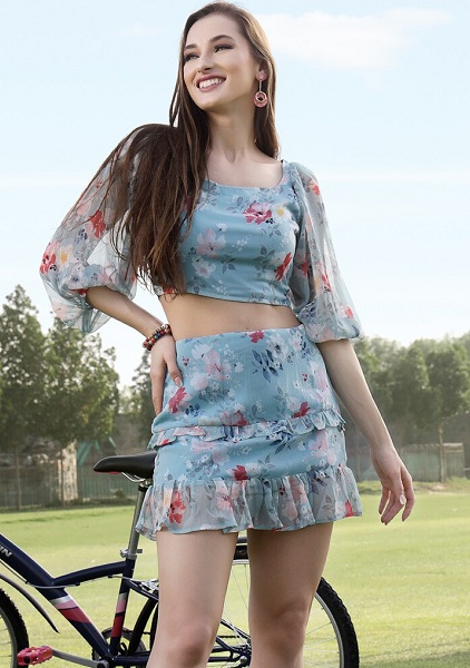 Mini Skirt And Printed Top