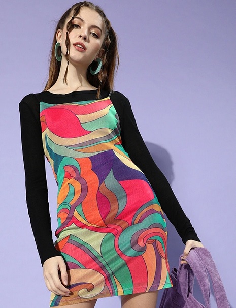 Multicolor Bodycon Cotton Dress