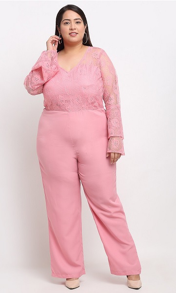 Plus Size Pink Basic Jumpsuit