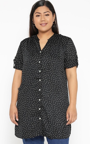 Plus Size Short Sleeve Polka Dot Shirt