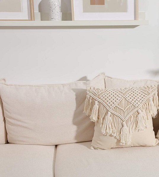 AashiyanaSajona Cotton Macrame Handmade Knit Floor Cushion Throw Pillow Cover