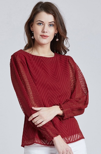 Boat Neck Puff Sleeve Top