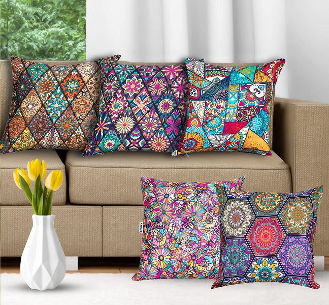 CIDIZY Set of 5 Velvet Turkish Designer Cushion Covers