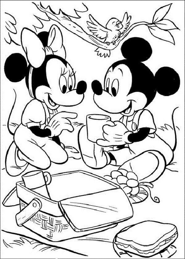Mickey And Minnie Coloring Image