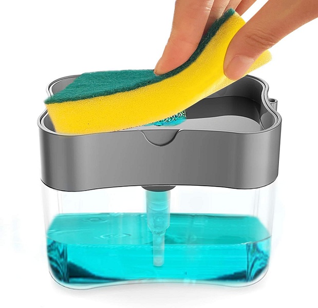 PC SQUARE 2 in 1 Soap Pump Plastic Dispenser for Dishwasher Liquid