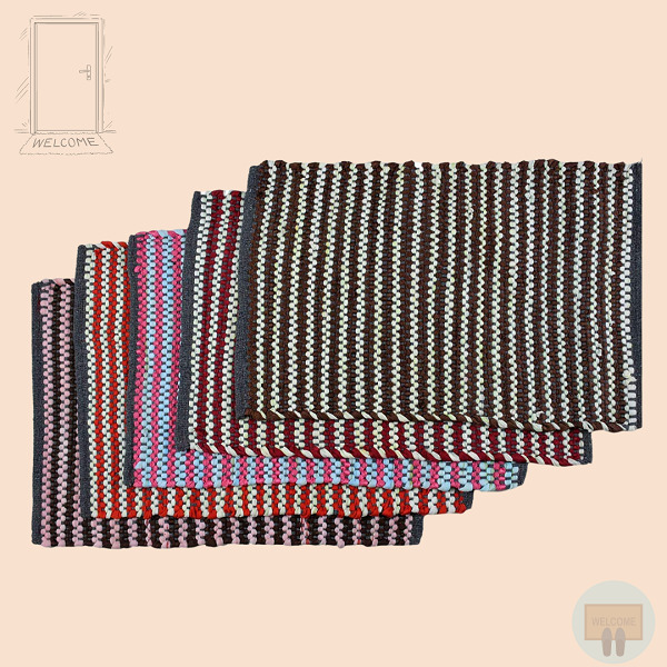 Shankara Reversible Striped Multicolor Cotton Blend Heavy Door Mat