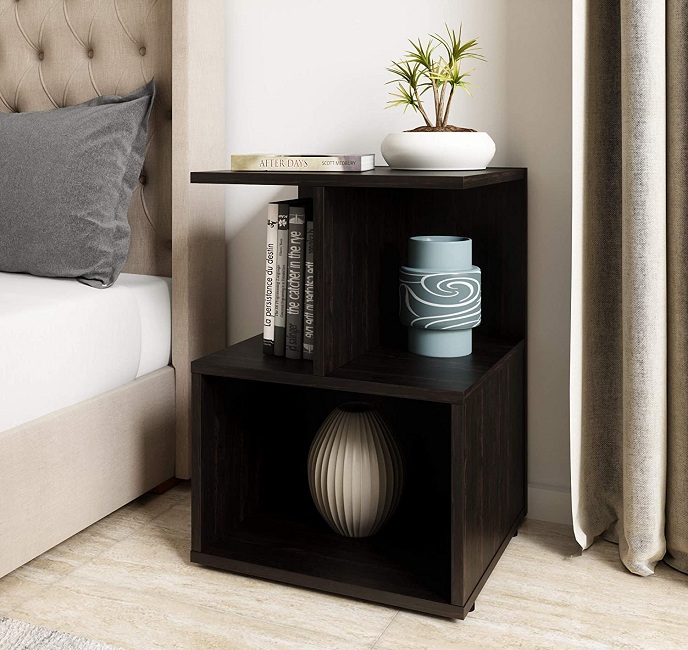 Solimo Uno Engineered Wood Wenge Finish Contemporary Bedside Table