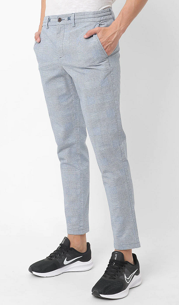 Blue Linen Checks Trouser