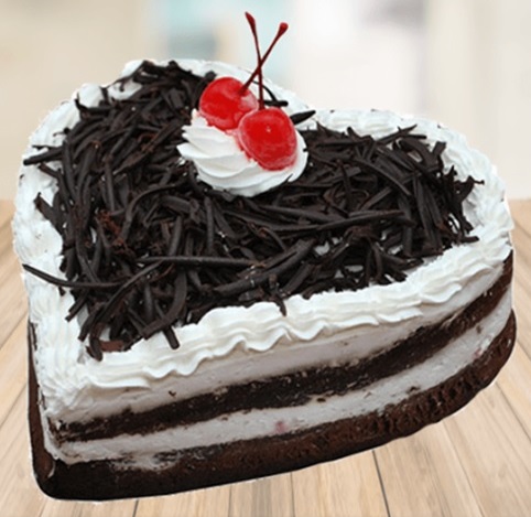 Creamy Heart Shaped Black Forest Cake Design Half Kg