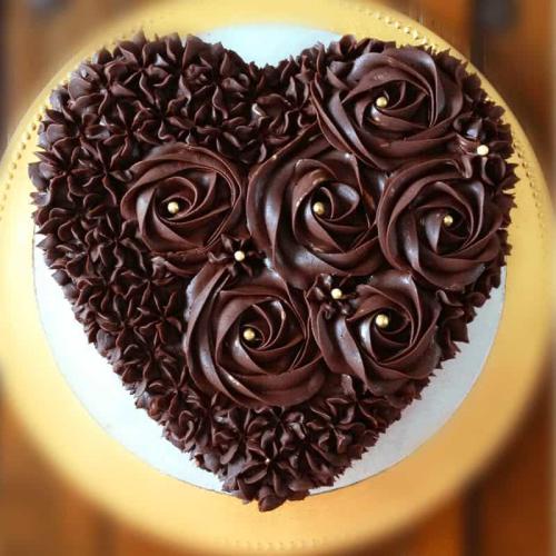 Heart Shape Chocolate Cake Design For Anniversary