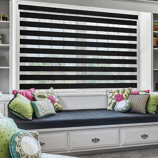 Moonga Polyester Curtain/Zebra Blinds for Windows