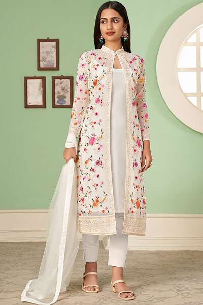 Off White Salwar Suit With Jacket