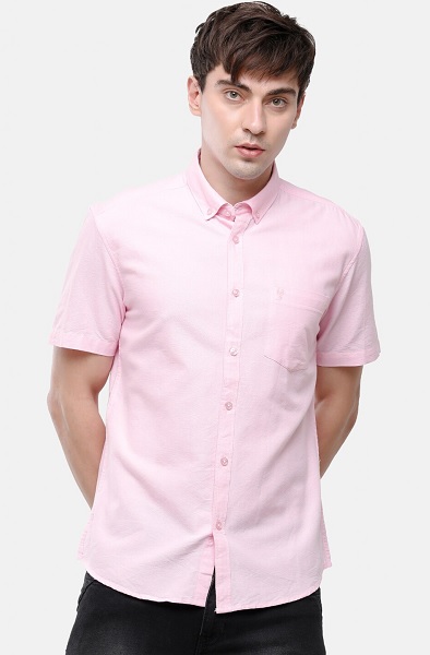 Pink Button Down Short Sleeve Shirt