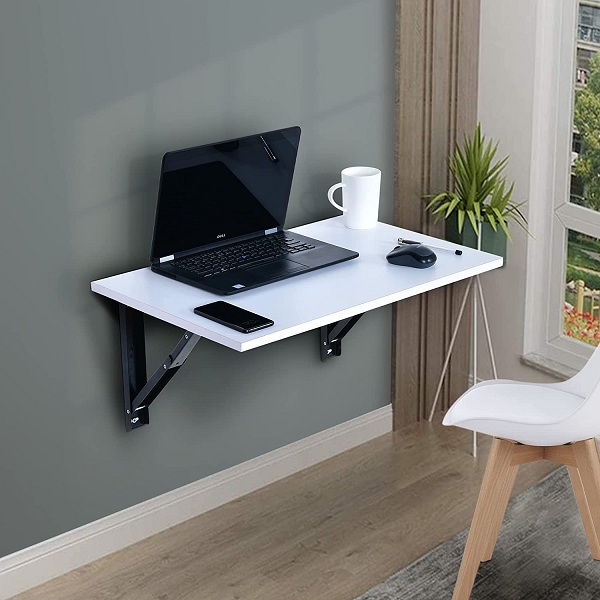 QARA Folding Wall-Mounted Engineered Wood Study Table