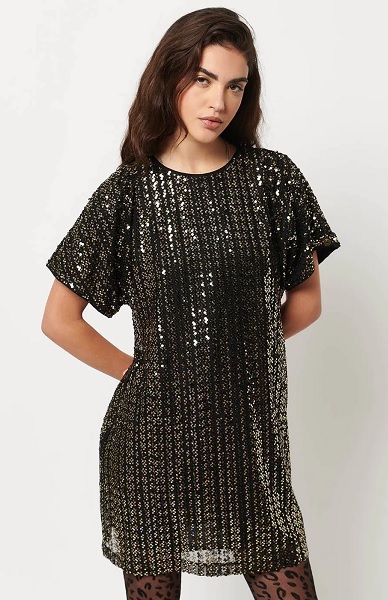 Sequin T Shirt Dress For Party