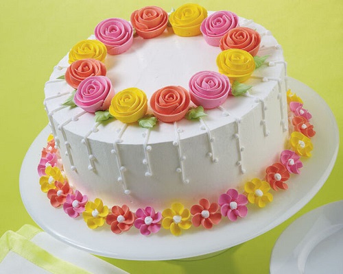 Simple Colourful Flower Cake Design